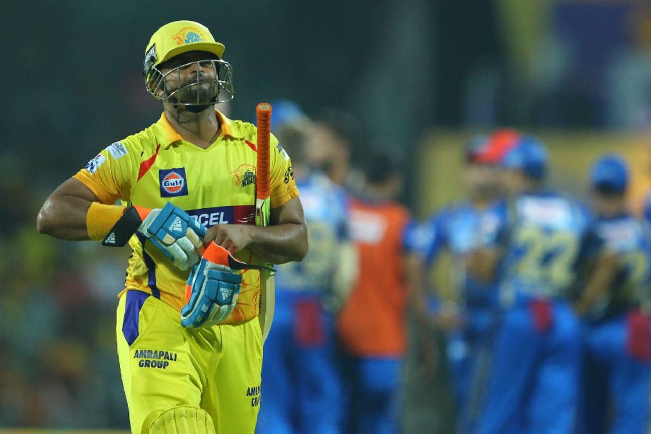 An unchanged Chennai Super Kings side opted to bat in their last home game of the season and found themselves on the back foot, losing Dwayne Smith and Suresh Raina inside four overs&nbsp;&nbsp;&bull;&nbsp;&nbsp;BCCI