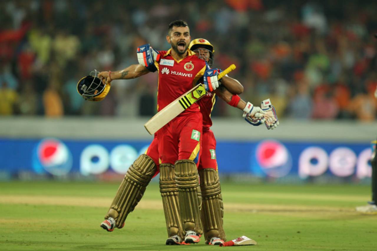 Virat Kohli hit the winning six to gain the "two most important points for RCB in the last three years".&nbsp;&nbsp;&bull;&nbsp;&nbsp;BCCI