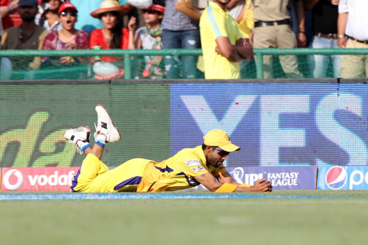 Ravindra Jadeja threw himself to his left and held on to complete one of <i>the</i> catches of the season&nbsp;&nbsp;&bull;&nbsp;&nbsp;BCCI