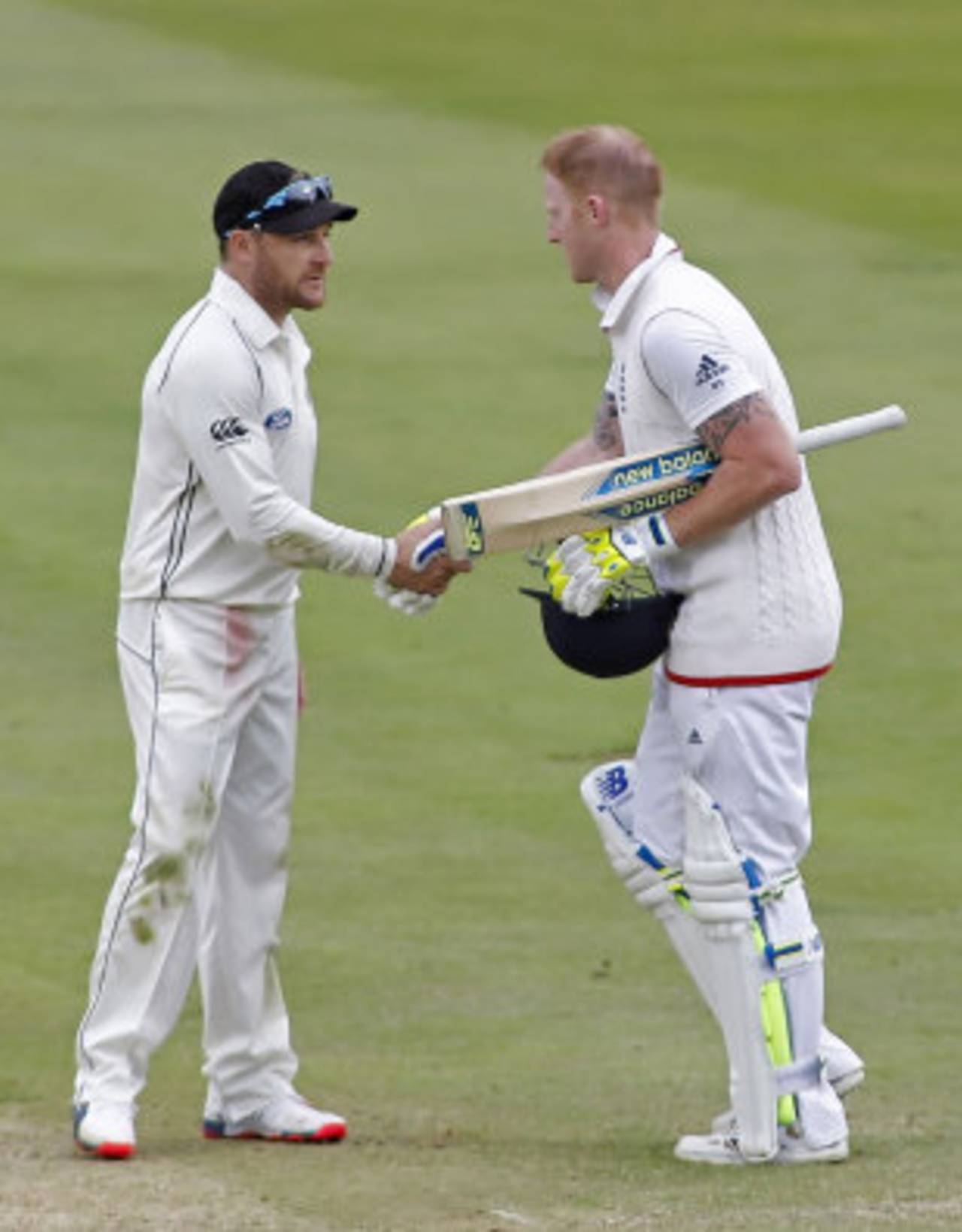 Ben Stokes gets a handshake from Brendon McCullum after completing his ton in the first Test&nbsp;&nbsp;&bull;&nbsp;&nbsp;Getty Images