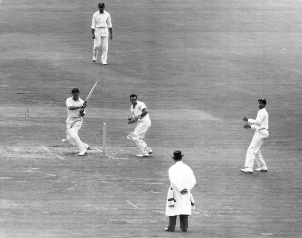 Tom Graveney bats in the fifth Test against West Indies at The Oval in 1957&nbsp;&nbsp;&bull;&nbsp;&nbsp;Getty Images