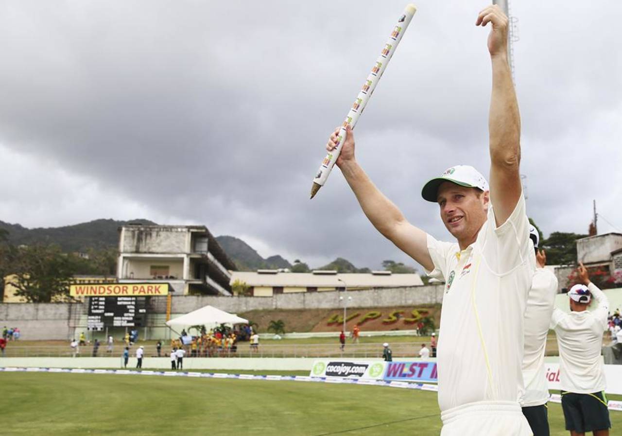 Adam  Voges celebrates the win, West Indies v Australia, 1st Test, Roseau, 3rd day, June 5, 2015