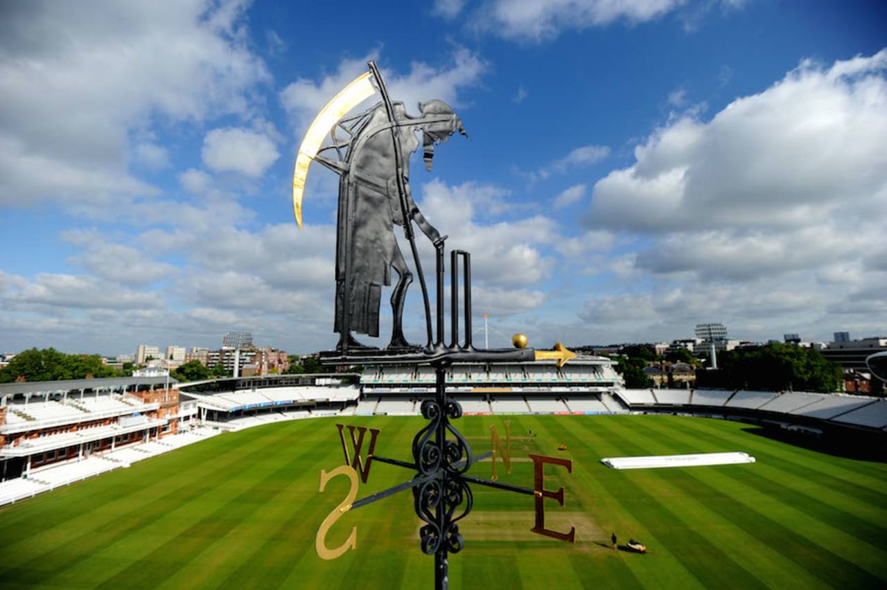 The weathervane Father Time was restored at Lord's, London, June 18, 2015