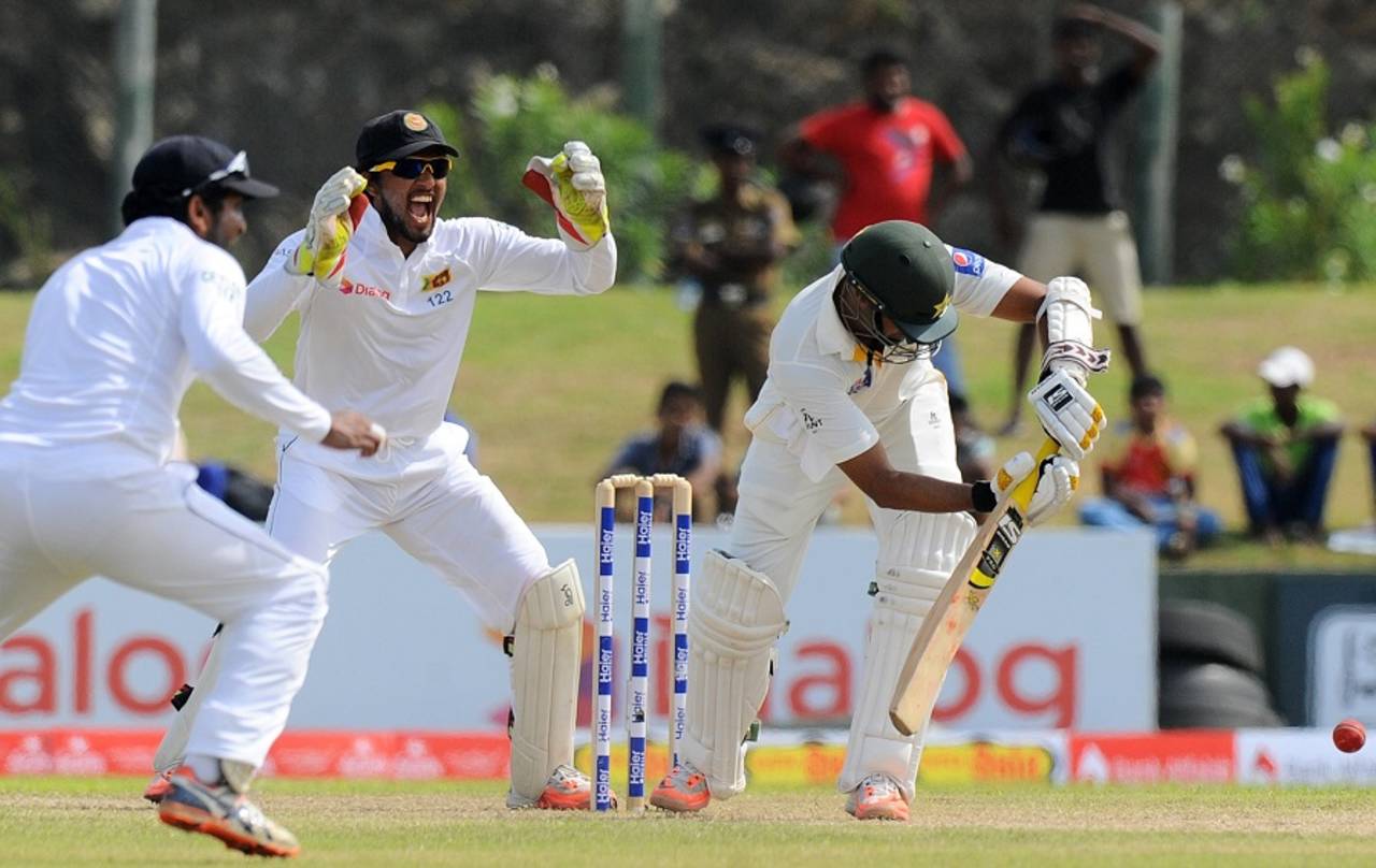 Azhar Ali is trapped in front by Rangana Herath, Sri Lanka v Pakistan, 1st Test, Galle, 3rd day, June 19, 2015