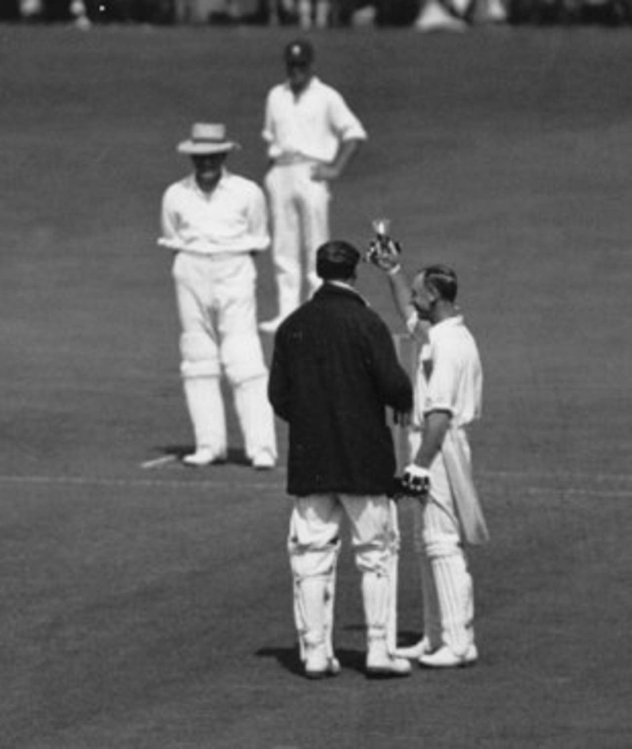 Jack Hobbs toasts the crowd after equalling WG Grace's record of 125 first-class centuries, Somerset v Surrey, Taunton, August 17, 1925