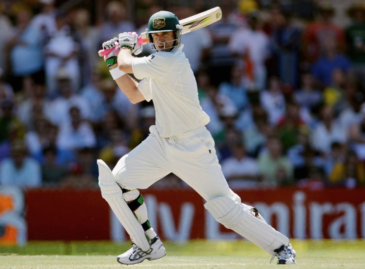 Matthew Hayden hits one through the off side, Australia v India, 4th Test, Adelaide, 3rd day, January 26, 2008