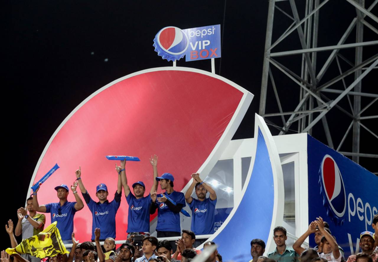 Spectators watch from the Pepsi VIP box, New Zealand v Sri Lanka, World T20, Group 1, Chittagong, March 31, 2014