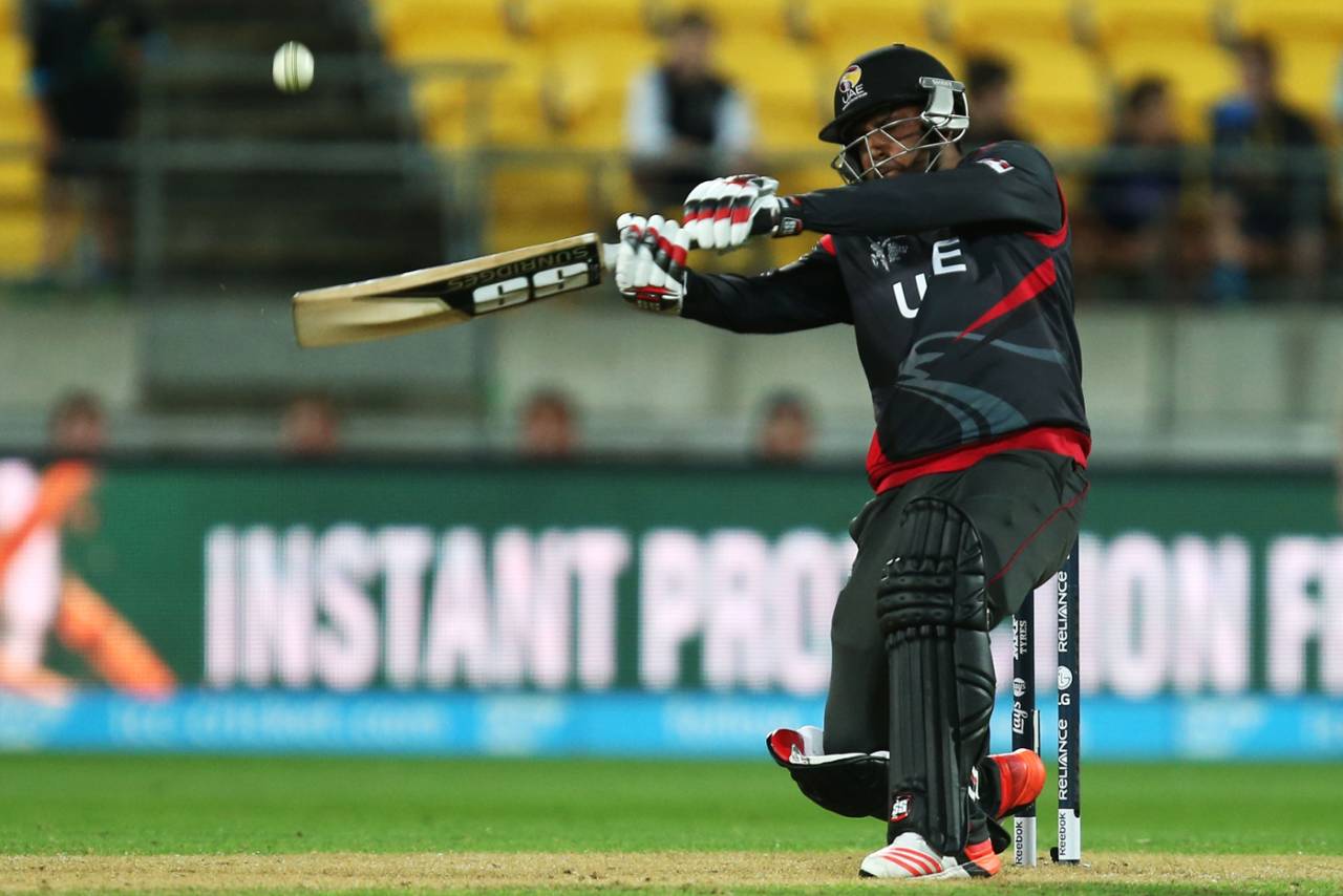 Mohammad Naveed  bats, South Africa v United Arab Emirates, World Cup 2015, Group B, Wellington, March 12, 2015