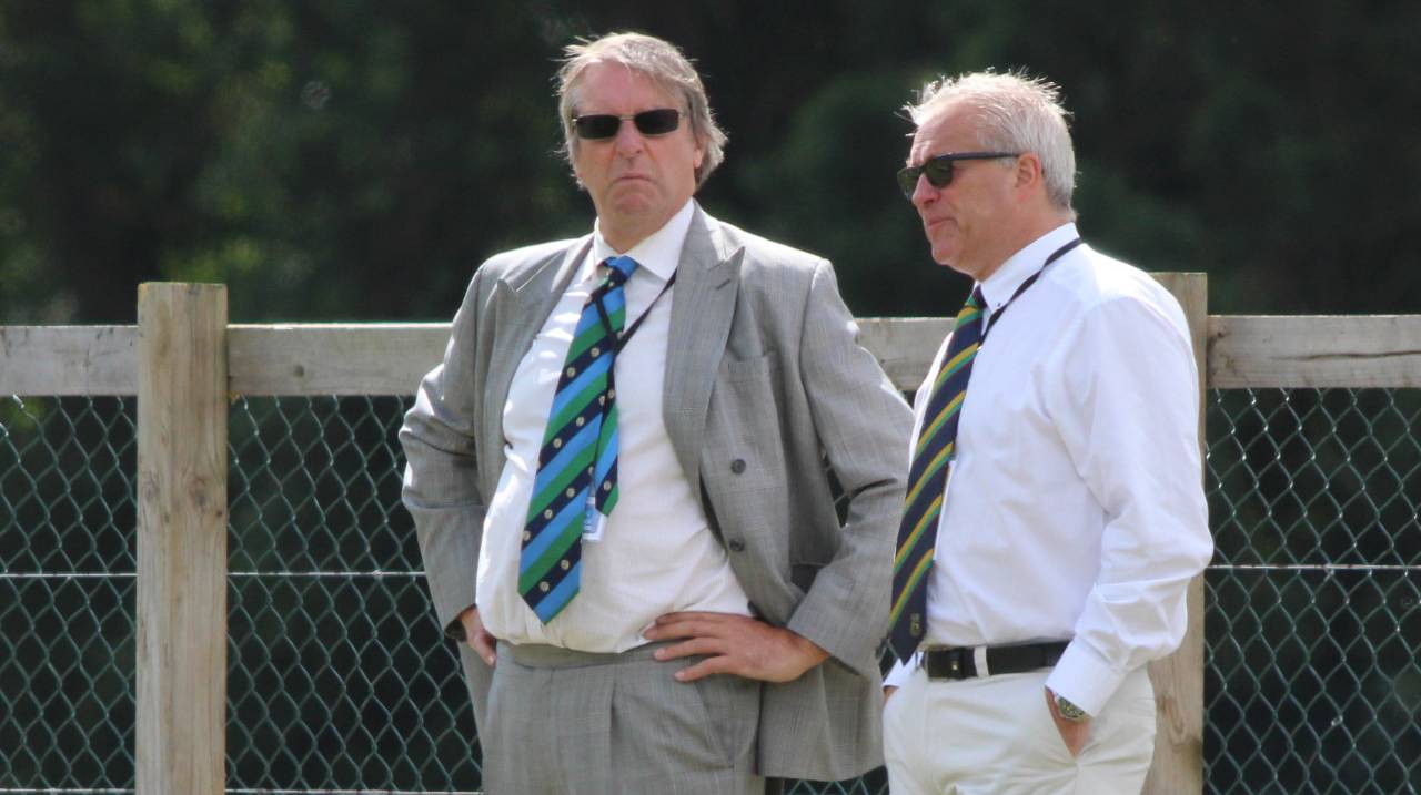 Giles Clarke, pictured with Cricket Ireland chairman Ross McCollum, faces opposition in his bid to become ICC chairman&nbsp;&nbsp;&bull;&nbsp;&nbsp;Peter Della Penna