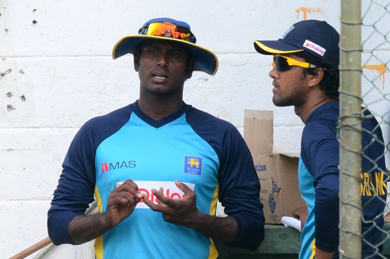 File photo - Angelo Mathews missed the tour of Zimbabwe with multiple leg injuries while Dinesh Chandimal had dislocated his right thumb&nbsp;&nbsp;&bull;&nbsp;&nbsp;AFP