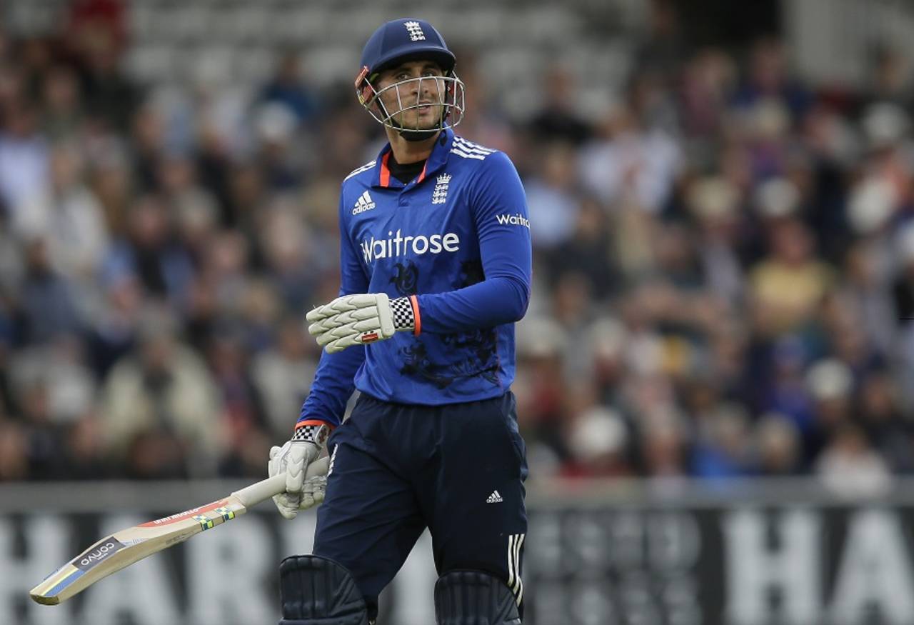 Alex Hales walks back after giving away another bright start, England v Australia, 2nd ODI, Lord's, September 5, 2015
