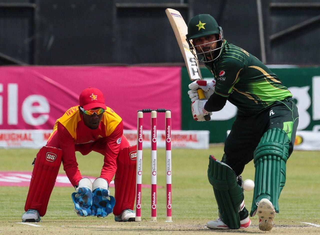 Having opted to bat first, Pakistan got off to a strong start, before the openers Ahmed Shehzad and Mohammad Hafeez - who came in for Mukhtar Ahmed - fell in quick succession&nbsp;&nbsp;&bull;&nbsp;&nbsp;AFP