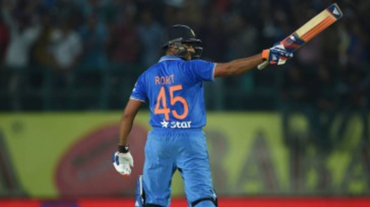 Rohit Sharma pressed forward during his second fifty and got to his hundred off 62 balls&nbsp;&nbsp;&bull;&nbsp;&nbsp;AFP