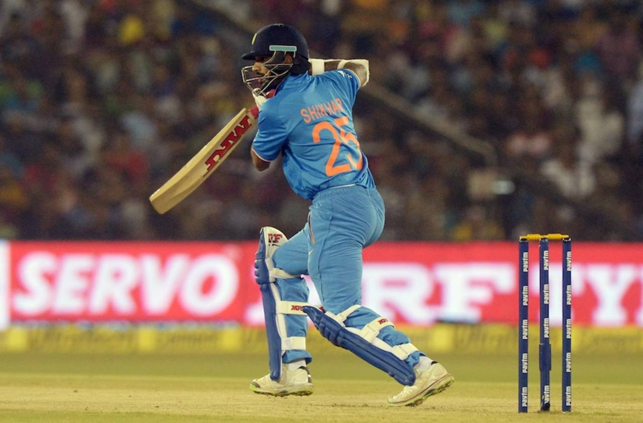 Shikhar Dhawan struck two fours early on, India v South Africa, 2nd T20I, Cuttack, October 5, 2015