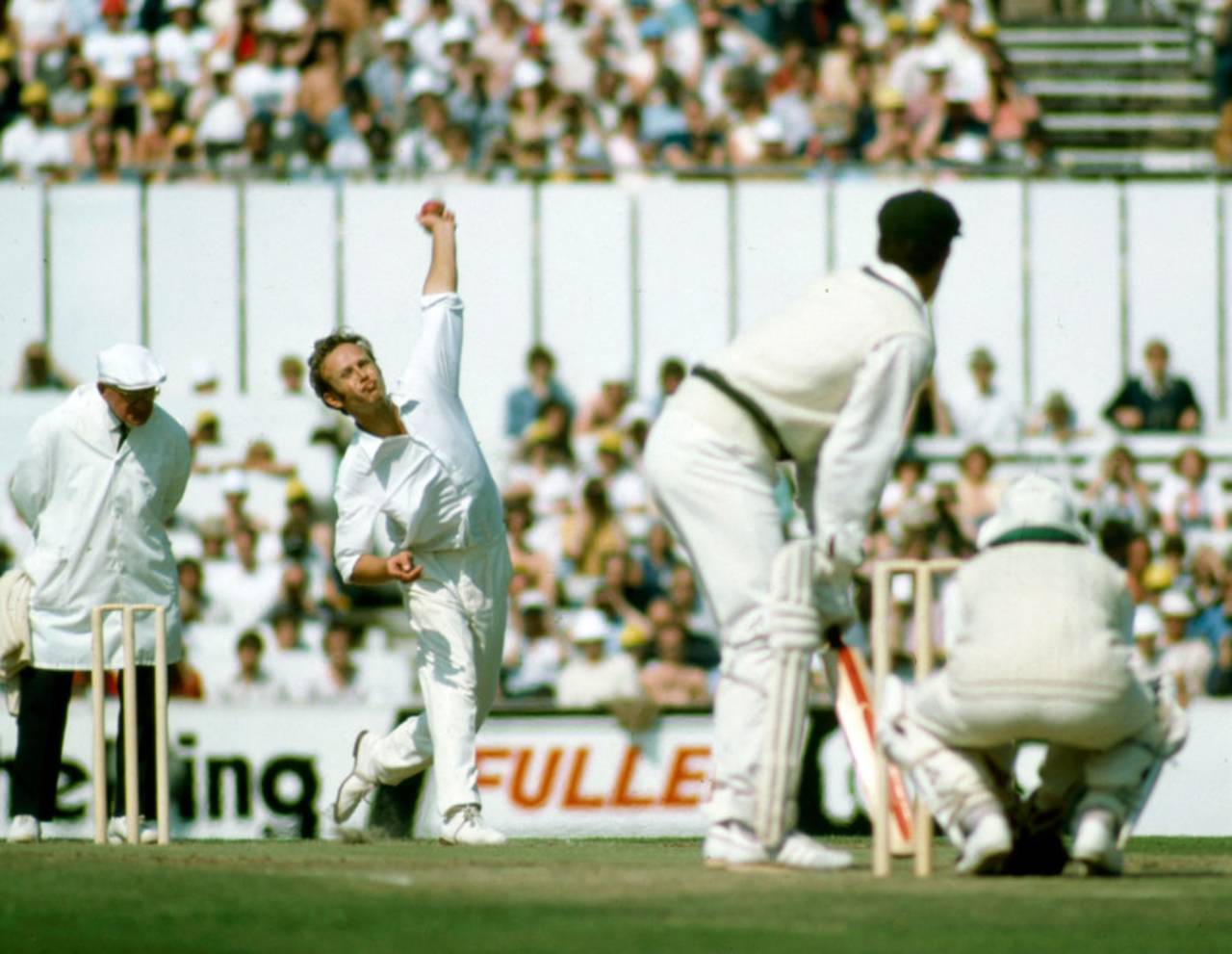 Derek Underwood bowls to Greg Chappell, England v Australia, 5th Test, The Oval, August 1977