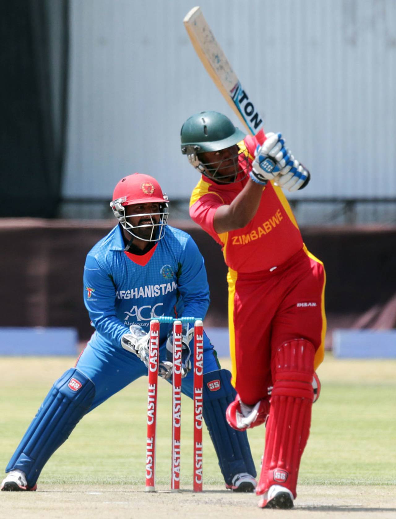 Chamu Chibhabha clips one through the leg side, Zimbabwe v Afghanistan, 1st T20I, Bulawayo, October 26, 2015