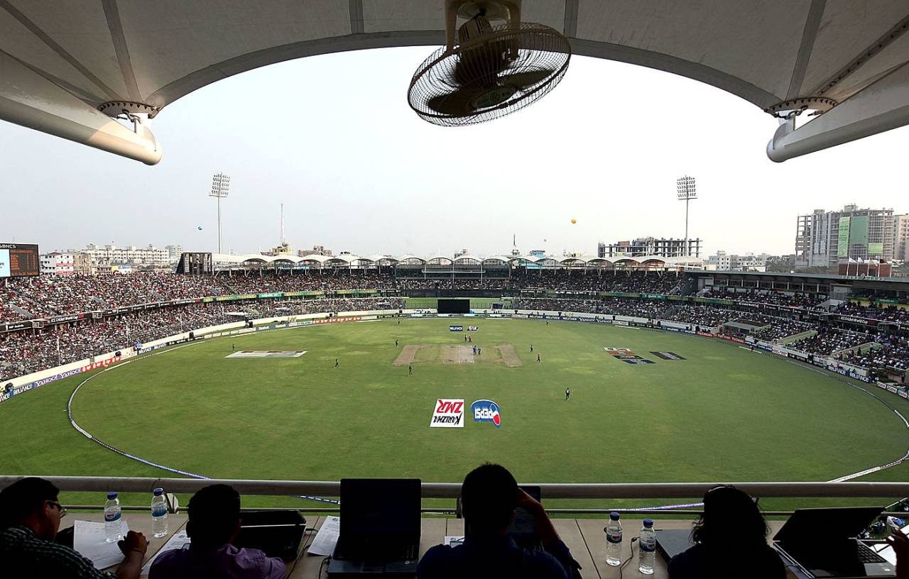 A view of the game from the Shere Bangla Stadium press box, Bangladesh v India, Group B, World Cup 2011, Mirpur, February 19, 2011