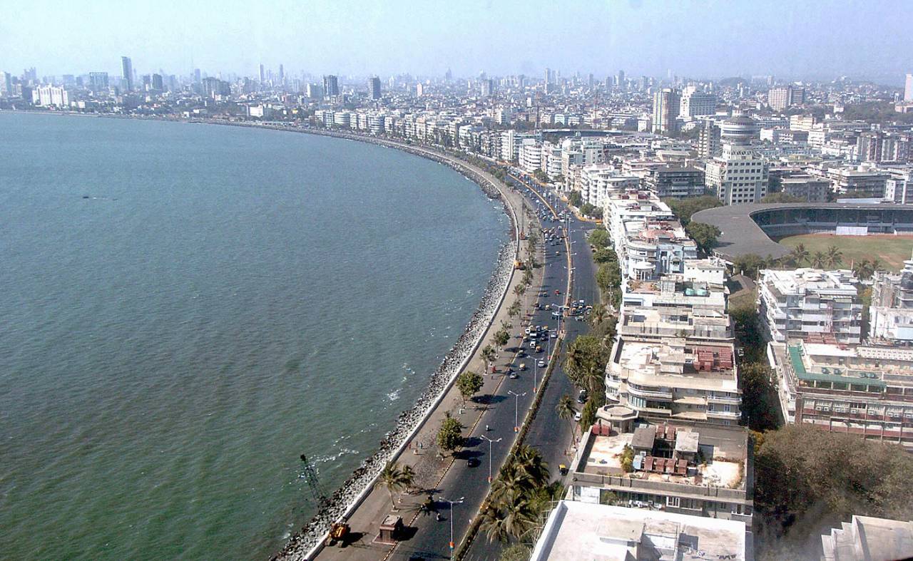 An aerial view of Mumbai's Marine Drive, Mumbai, April 27, 2005