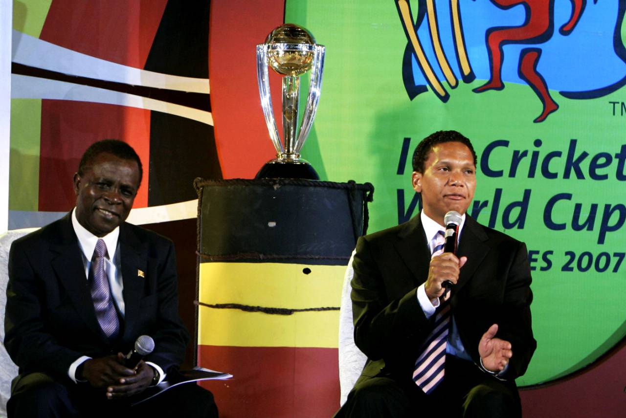 Grenada prime minister Keith Mitchell (left) is angry about the lack of urgency showed by the WICB over reviewing the Barriteau report&nbsp;&nbsp;&bull;&nbsp;&nbsp;AFP