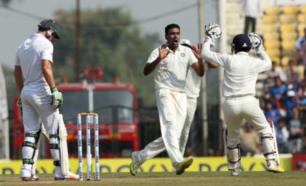 R Ashwin celebrates the wicket of AB de Villiers on day three of the third Test&nbsp;&nbsp;&bull;&nbsp;&nbsp;BCCI