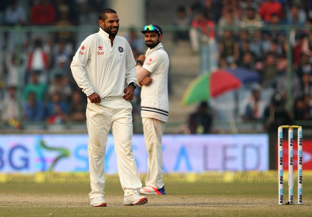 Shikhar Dhawan bowled three overs of off spin during the fourth Test against South Africa in Delhi&nbsp;&nbsp;&bull;&nbsp;&nbsp;BCCI