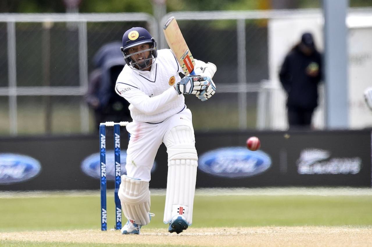Kusal Mendis plays on the off side, New Zealand v Sri Lanka, 1st Test, Dunedin, 4th day, December 13, 2015