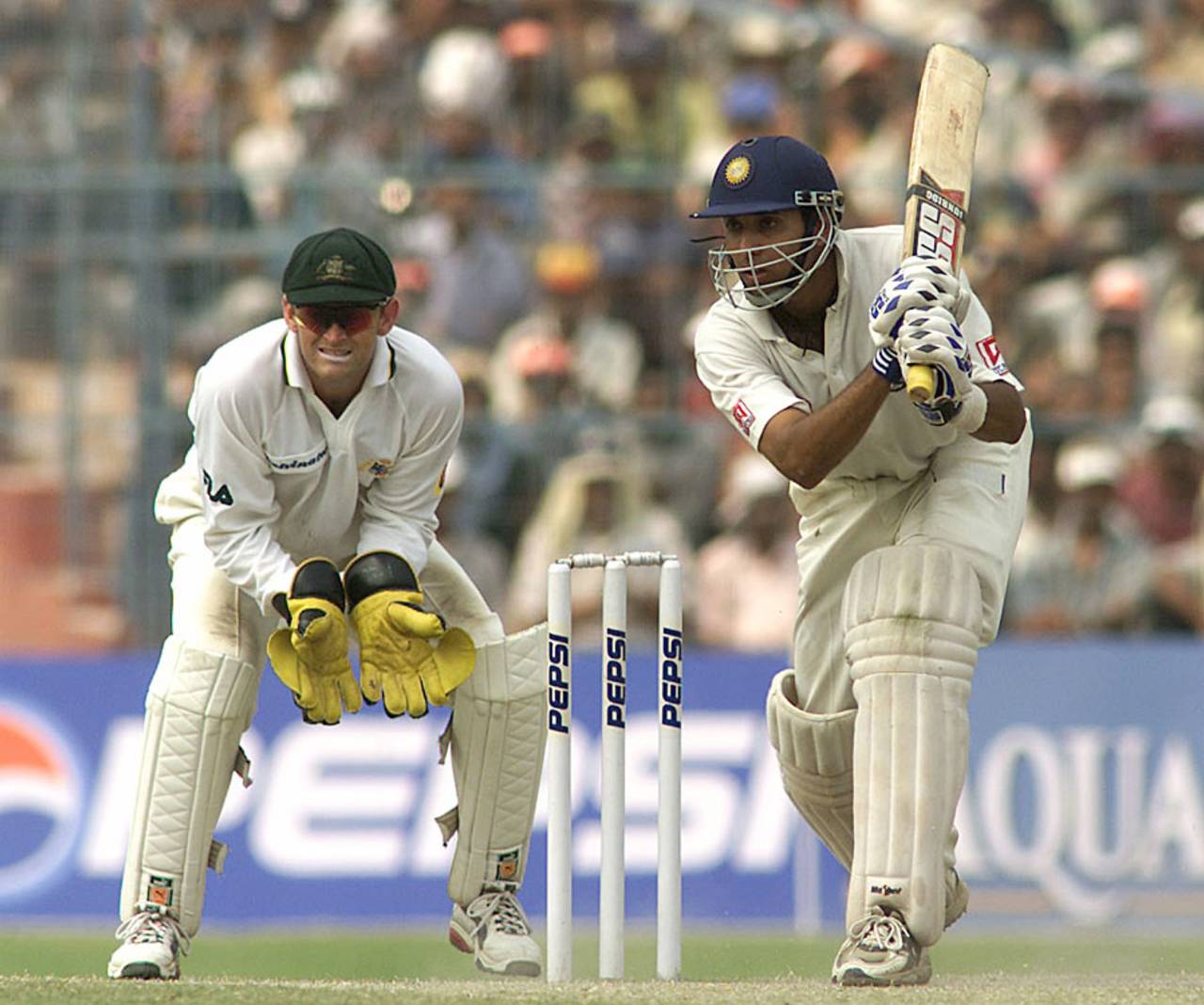 VVS Laxman drives through cover, India v Australia, 2nd Test, Kolkata, 4th day, March 14, 2001