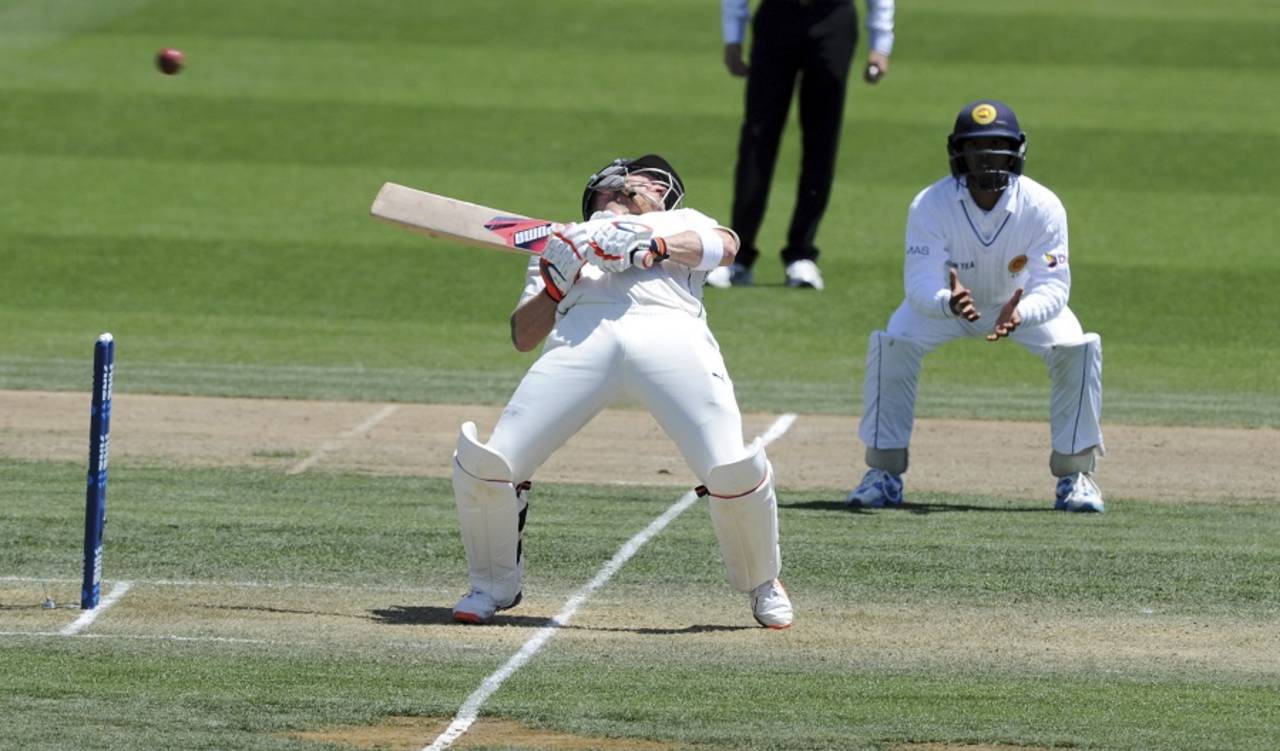 Brendon McCullum weaves away from the line of the ball, New Zealand v Sri Lanka, 2nd Test, Hamilton, 2nd day, December 19, 2015
