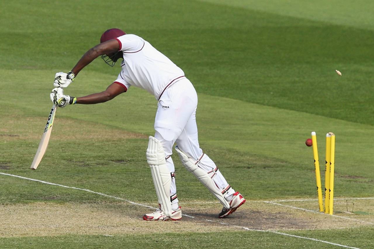 Jason Holder was bowled for a first-ball duck, Australia v West Indies, 2nd Test, Melbourne, 2nd day, December 27, 2015
