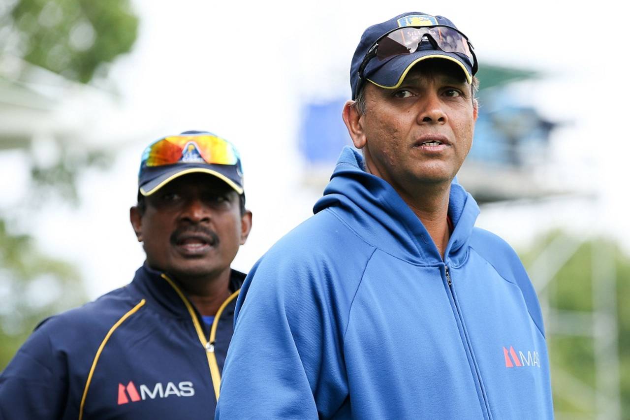 Sri Lanka's interim coach Jerome Jayaratne (R) at the ground, New Zealand v Sri Lanka, 2nd ODI, Christchurch, December 28, 2015