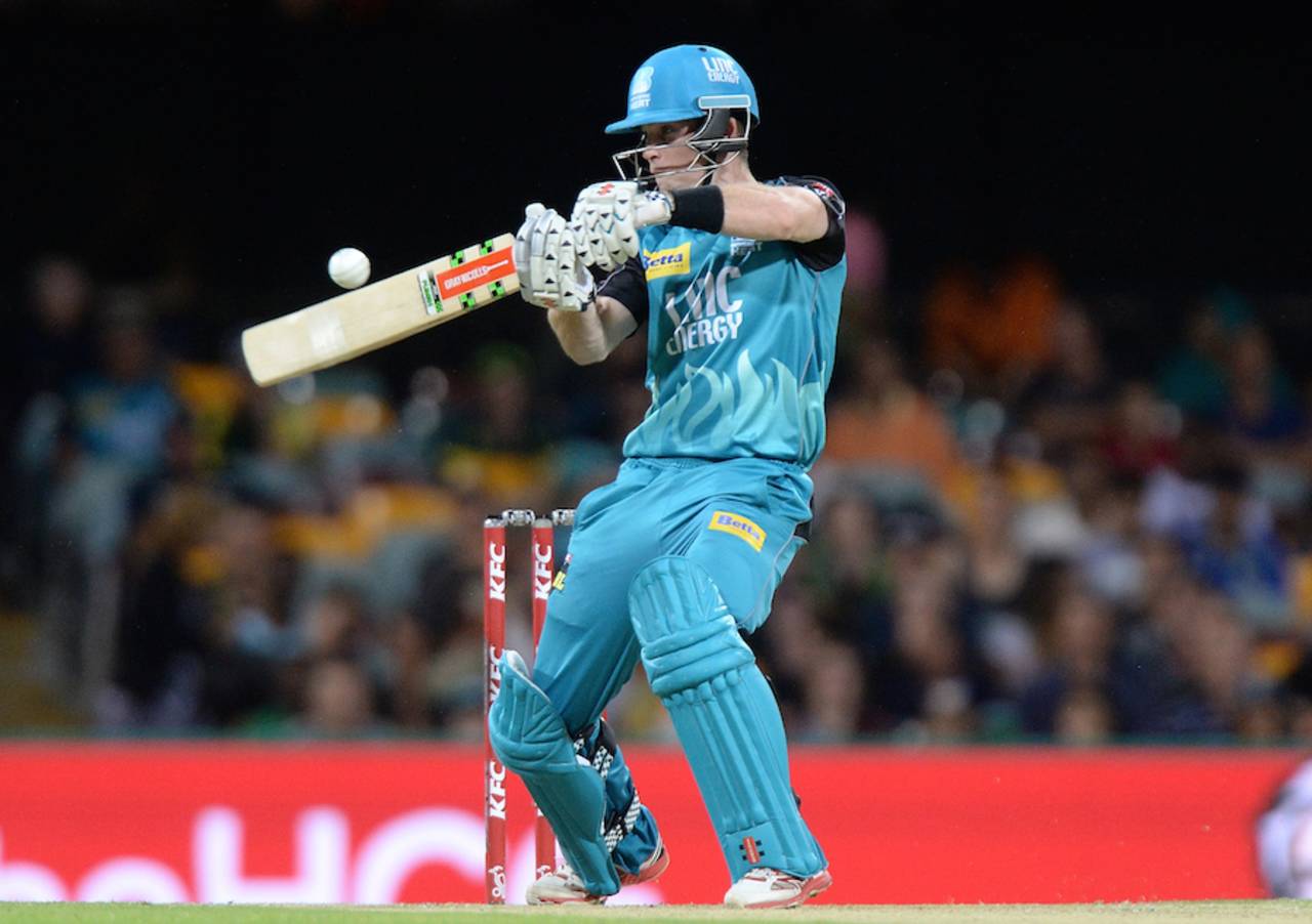Jimmy Peirson steers the ball late, Brisbane Heat v Sydney Thunder, BBL 2015-16, Brisbane, January 3, 2016