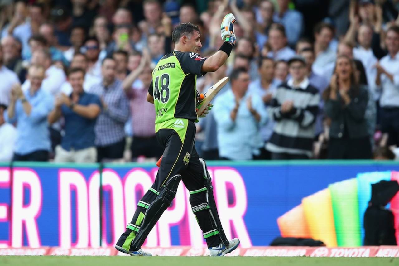 Victory against the Sixers was a fitting capstone to Michael Hussey's tenure at the Thunder&nbsp;&nbsp;&bull;&nbsp;&nbsp;Getty Images