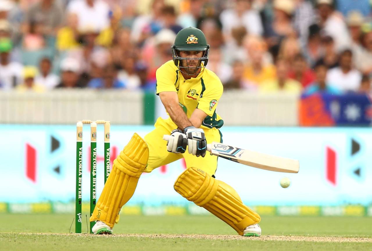 Glenn Maxwell unleashes an unorthodox shot, Australia v India, 4th ODI, Canberra, January 20, 2016