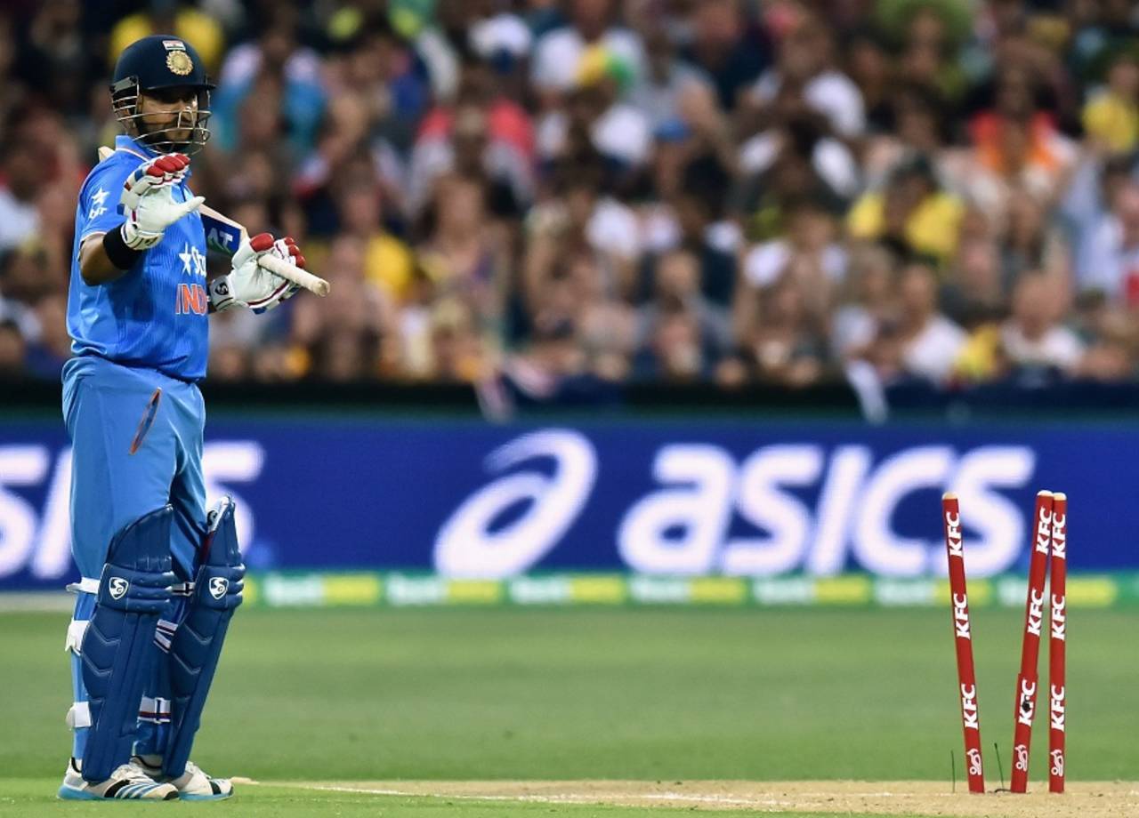 Suresh Raina backed out of a James Faulkner delivery at the last moment&nbsp;&nbsp;&bull;&nbsp;&nbsp;Getty Images