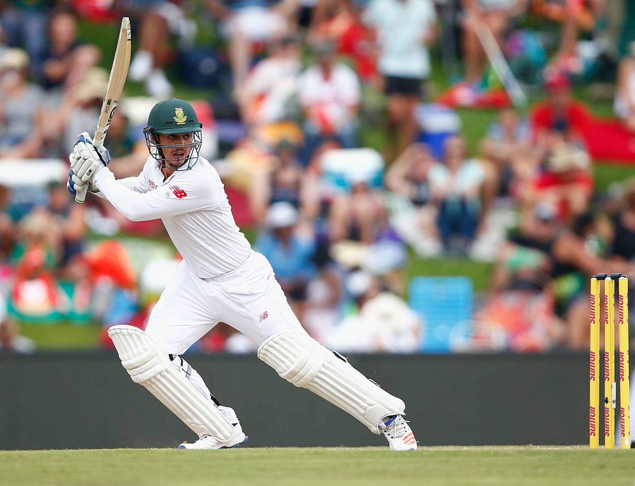 Quinton de Kock drives during his century, South Africa v England, 4th Test, Centurion, 2nd day, January 23, 2016