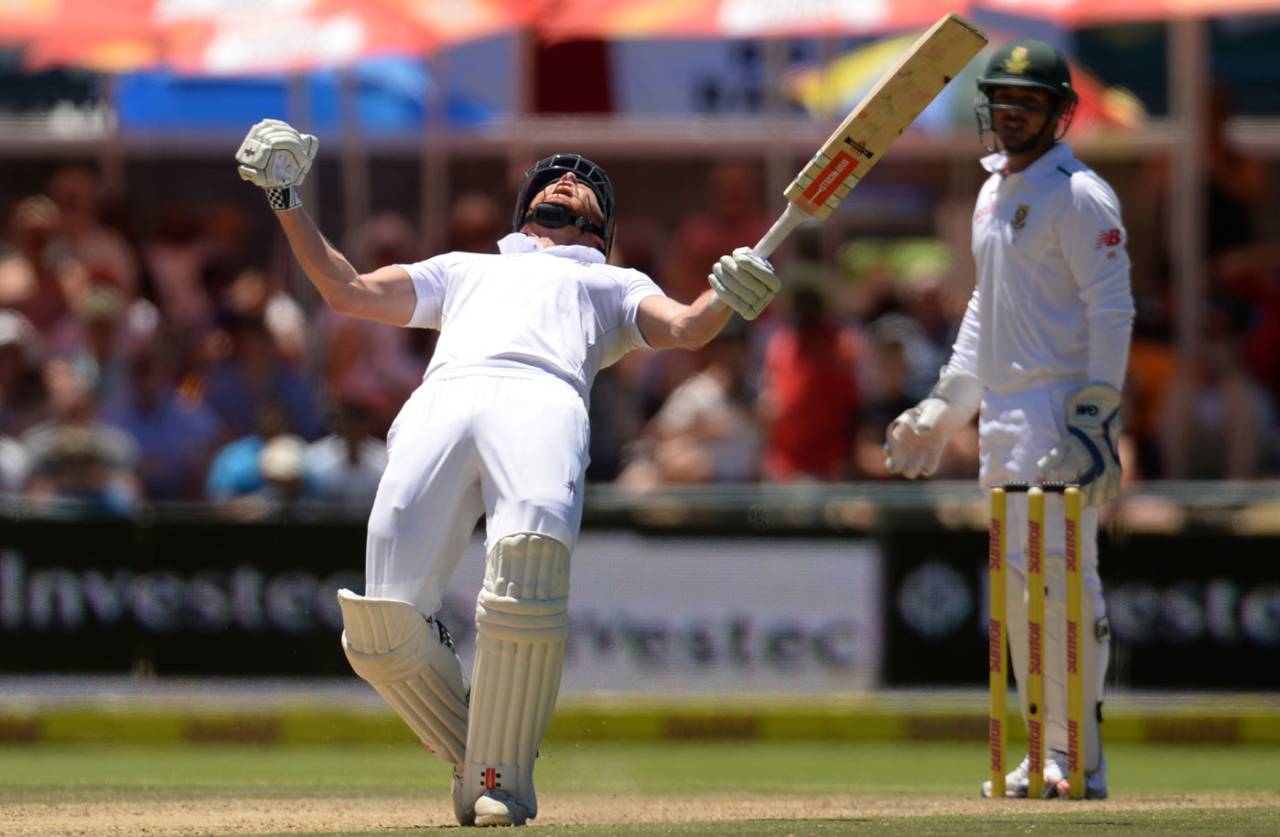 Jonny Bairstow celebrates his century, South Africa v England, 2nd Test, Cape Town, 2nd day, January 3, 2016