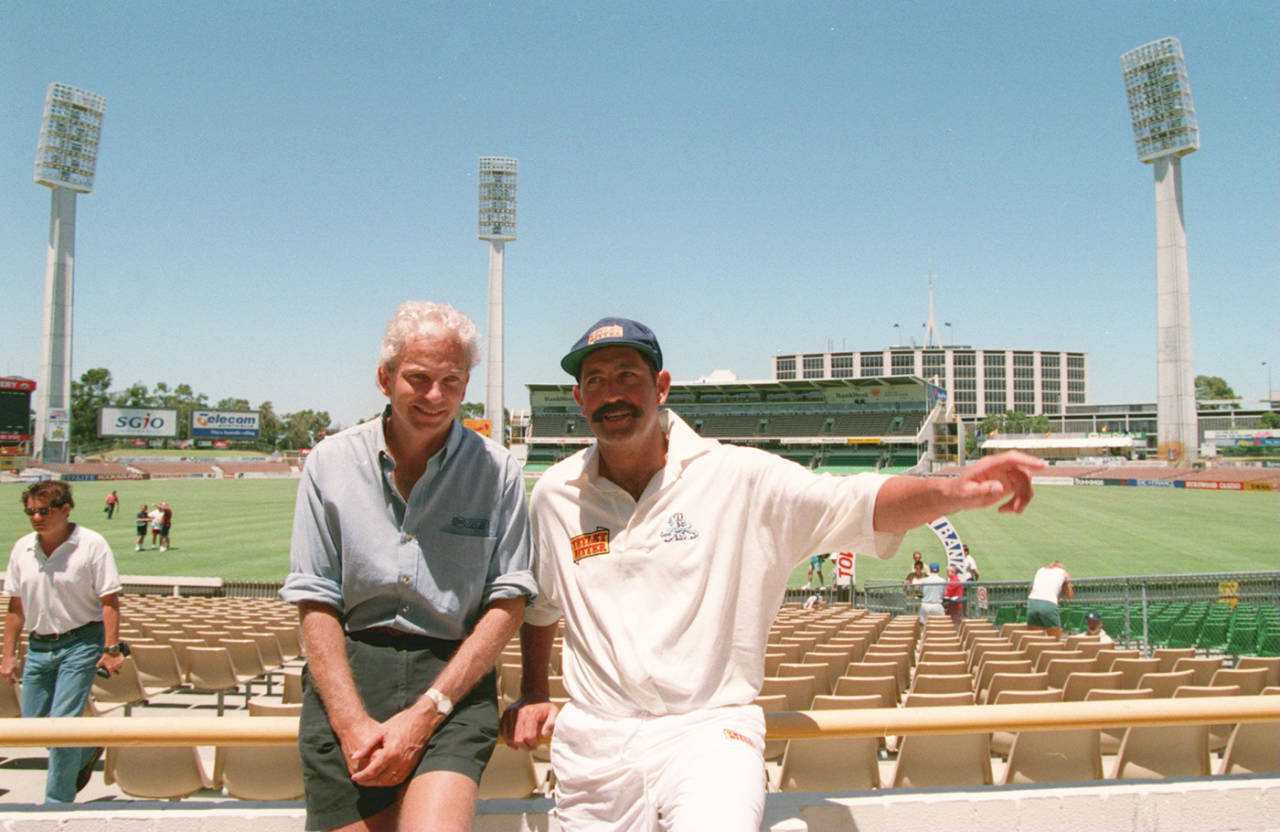 David Gower and Graham Gooch at the ground the day before the match, Australia v England, fifth Test, Perth, February 2, 1995
