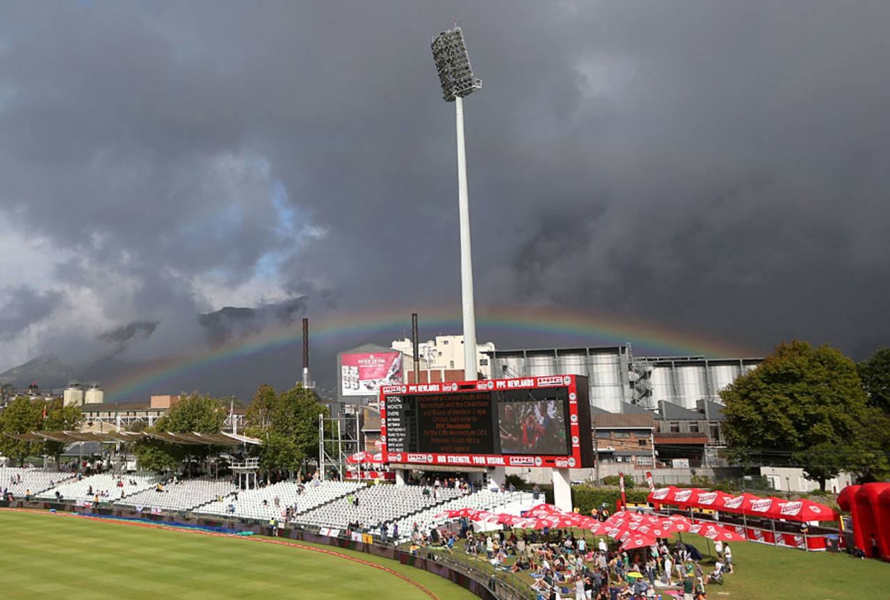 The day started with a rainbow over Newlands. Who would find their pot of gold?, South Africa v England, 5th ODI, Cape Town, February 14, 2016