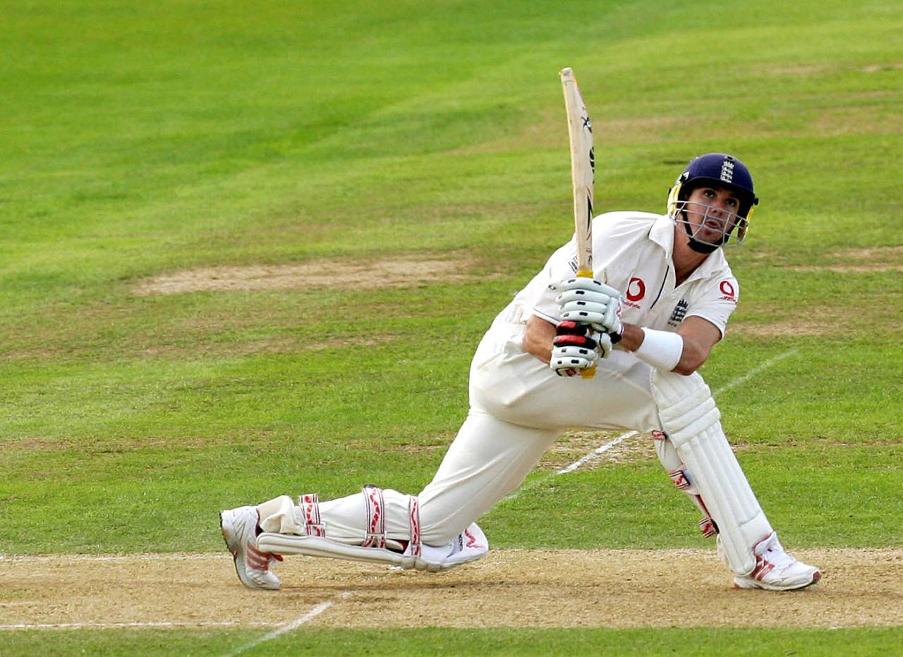 Kevin Pietersen plays an extraordinary reverse-sweep off Muttiah Muralitharan for six, England v Sri Lanka, 2nd Test, Edgbaston, May 26, 2006