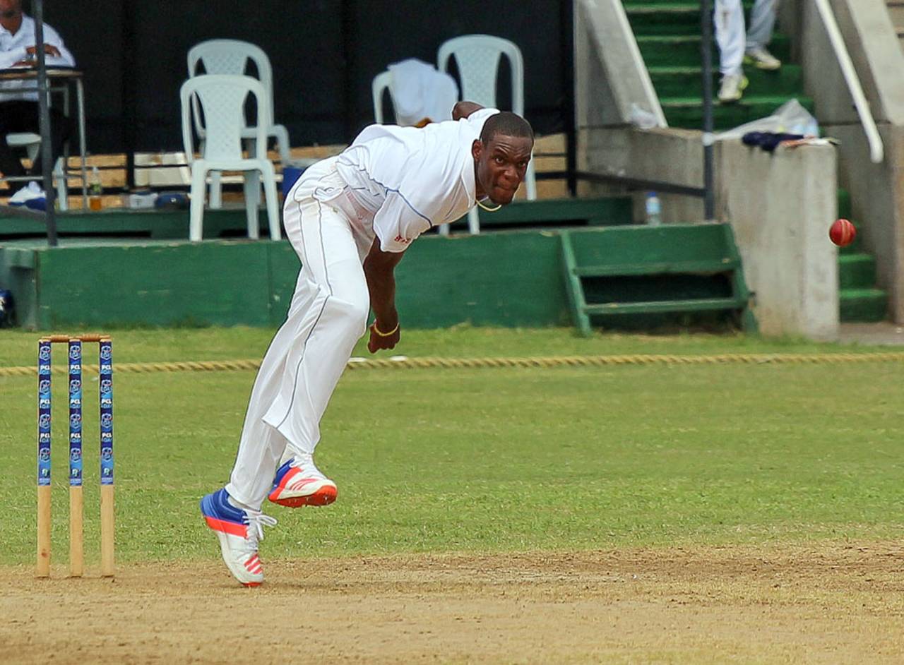 Barbados' Justin Greaves delivers the ball, Jamaica v Barbados, Regional 4-Day Tournament, Kingston, 1st day, February 26, 2016 