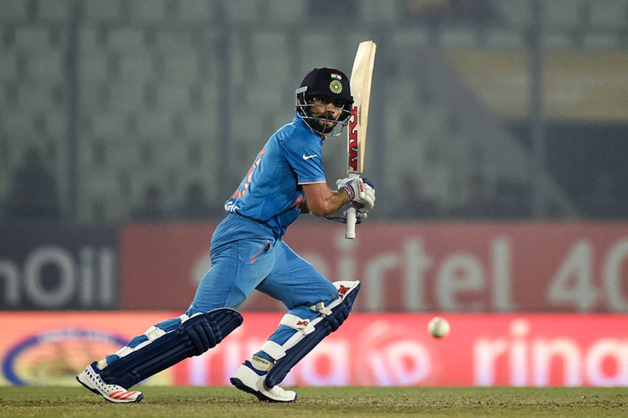 Virat Kohli looks on after playing the ball on the off side, India v Sri Lanka, Asia Cup 2016, Mirpur, March 1, 2016