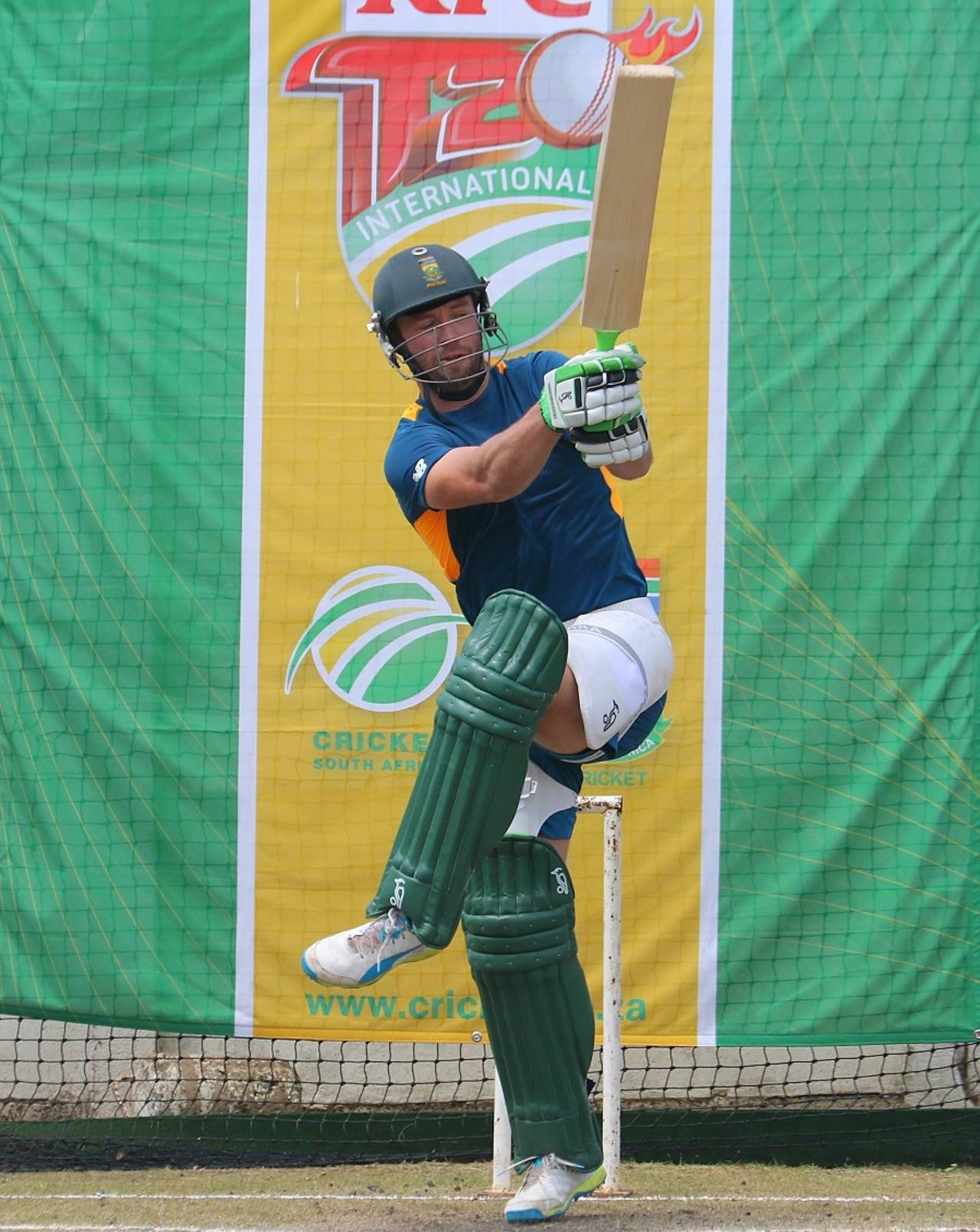 AB de Villiers tunes up in the nets, Durban, March 3, 2016