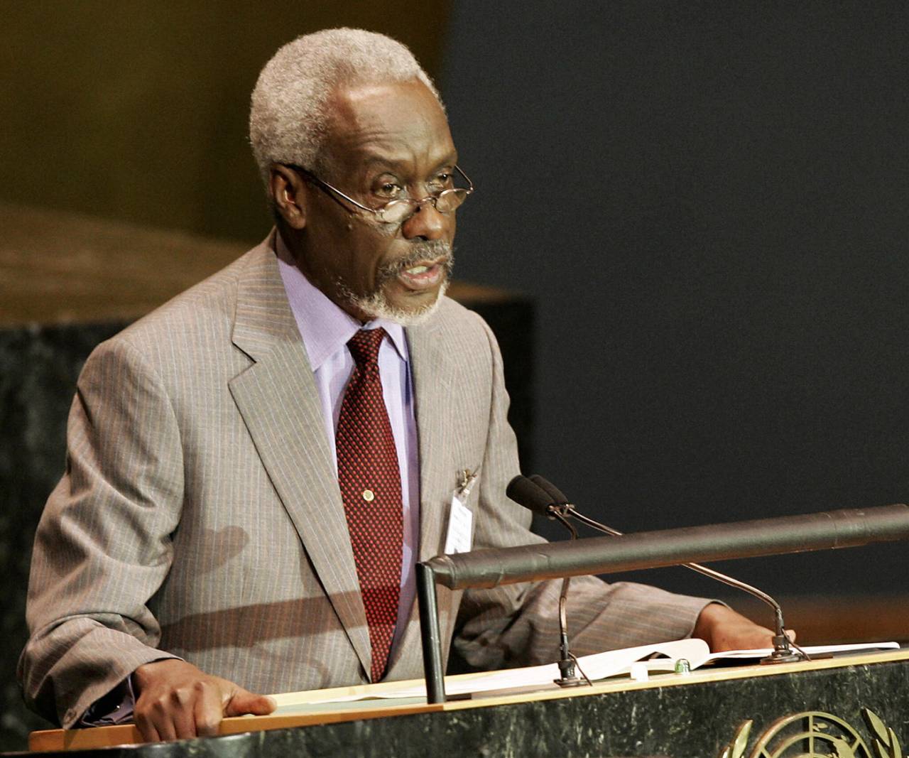 PJ Patterson, the prime minister of Jamaica, addresses the 2005 World Summit at the 60th session of the United Nations General Assembly in New York, September 14, 2005
