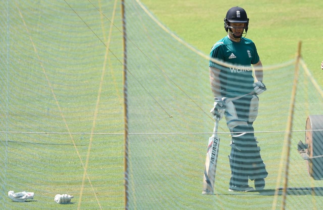 Eoin Morgan waits for his turn to bat in the nets, England v West Indies, World T20 2016, Mumbai, March 15, 2016