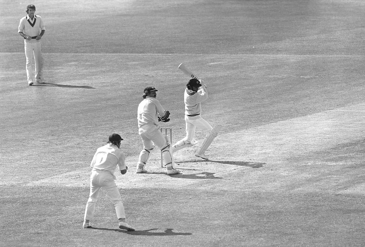 Sunil Wettimuny bats against Australia in the 1975 World Cup, before he was forced to retire hurt, courtesy Thommo&nbsp;&nbsp;&bull;&nbsp;&nbsp;Getty Images