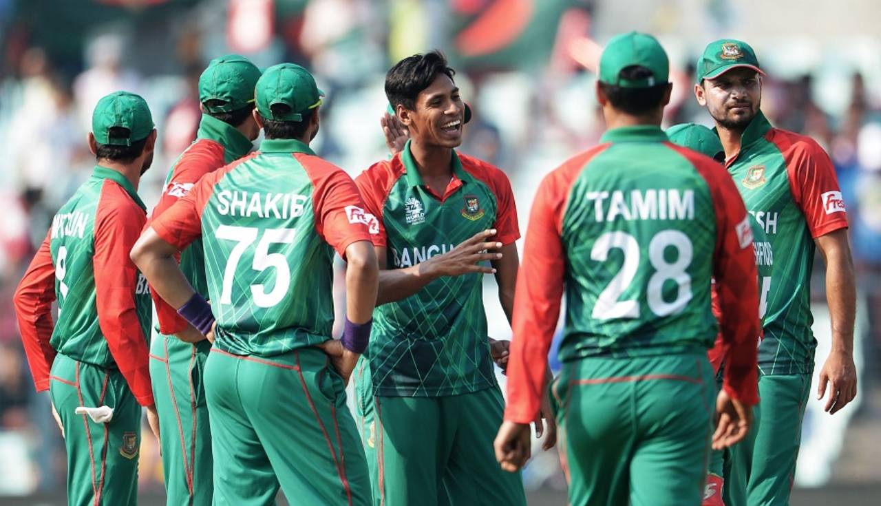 Mustafizur Rahman is pleased after striking early, Bangladesh v New Zealand, World T20 2016, Group 2, Kolkata, March 26, 2016