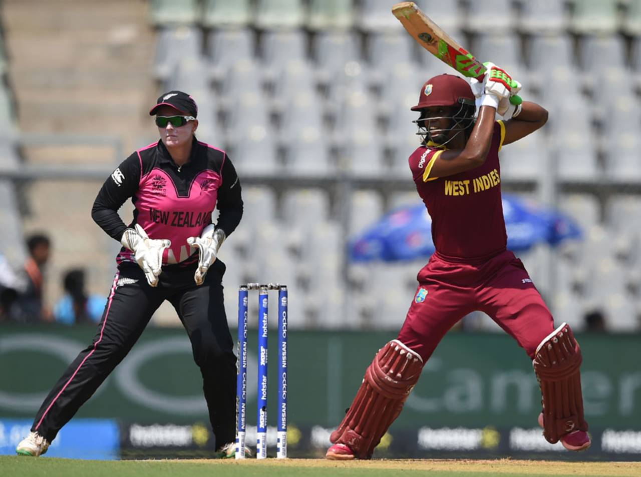 Britney Cooper executes a back-foot drive through the off side, New Zealand v West Indies, Women's World T20, semi-final, Mumbai, March 31, 2016