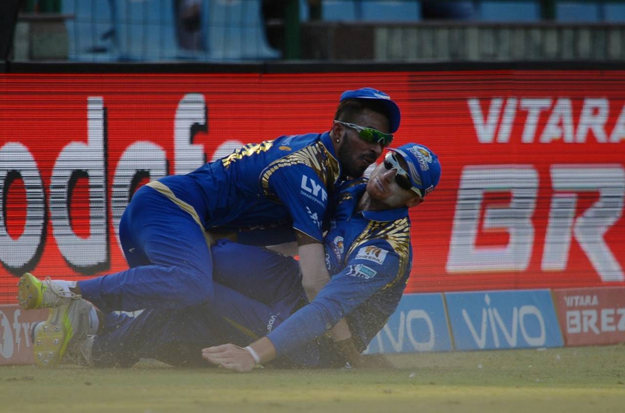 It was an accident-prone day for Hardik Pandya, who was involved in two nasty collisions&nbsp;&nbsp;&bull;&nbsp;&nbsp;AFP
