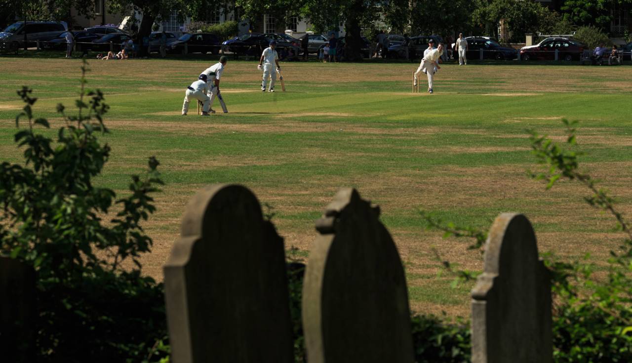A general view of the match action as Kew Cricket Club's Sunday XI side take on Lord Gnome's at the Kew Cricket Club, August 2, 2015