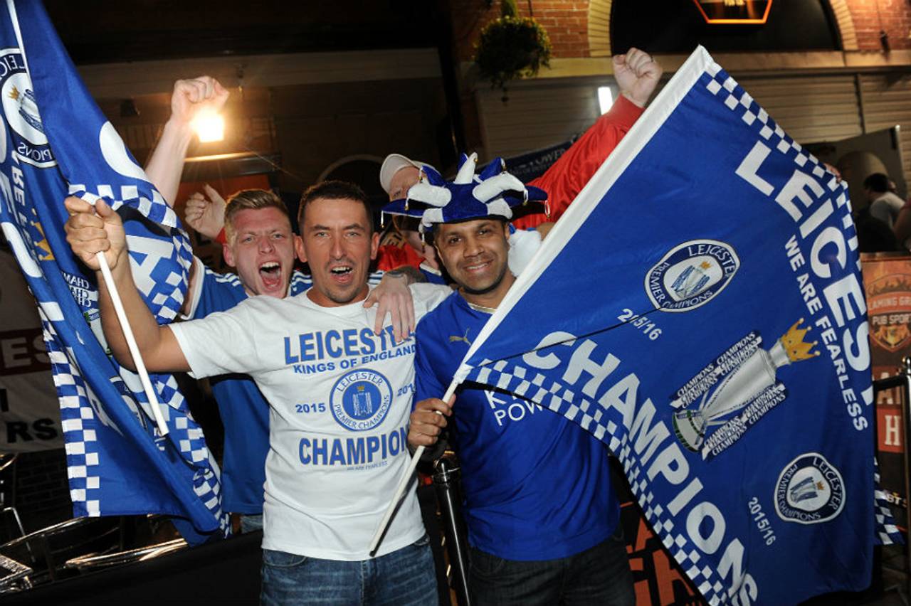 Leicester City fans celebrate Premier League victory, Leicester, May 2, 2016